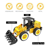HKM-507859 Construction Vehicle Model Metal Building Block Set - DIY Excavator Assembly Toy for Kids 8 Years & Up
