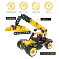 HKM-507859 Construction Vehicle Model Metal Building Block Set - DIY Excavator Assembly Toy for Kids 8 Years & Up