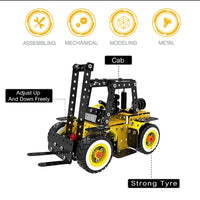 HKM-507859 Construction Vehicle Model Metal Building Block Set - DIY Excavator Assembly Toy for Kids 8 Years & Up