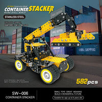 HKM-507859 Construction Vehicle Model Metal Building Block Set - DIY Excavator Assembly Toy for Kids 8 Years & Up