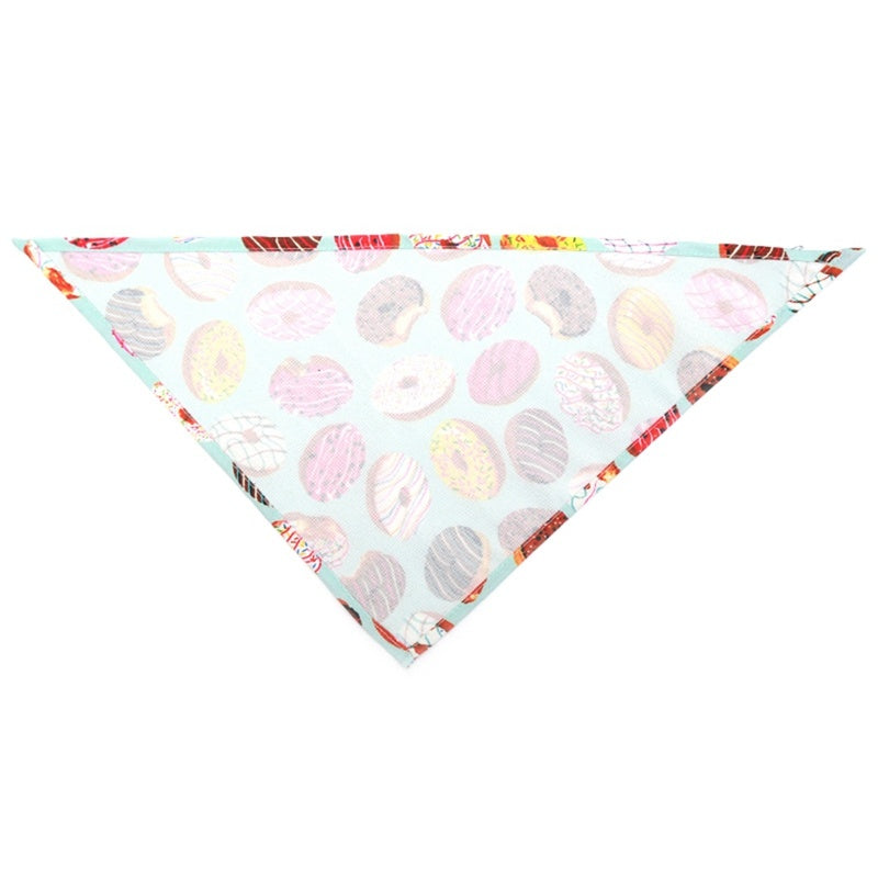 HKM-507987 Summer Donut Triangle Scarf for Pets - Soft Cotton Neckwear for Dogs, Machine Washable, Comfortable for Daily Wear and Play