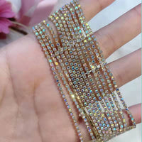 HKM-508115 Rhinestone Chain for DIY Crafts - 2.8mm Silver Bottom Claw, 1m Length