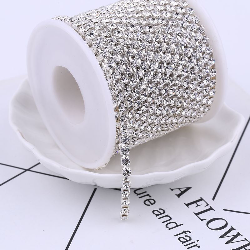 HKM-508115 Rhinestone Chain for DIY Crafts - 2.8mm Silver Bottom Claw, 1m Length