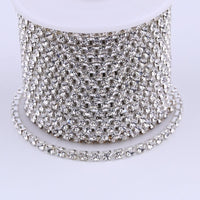 HKM-508115 Rhinestone Chain for DIY Crafts - 2.8mm Silver Bottom Claw, 1m Length