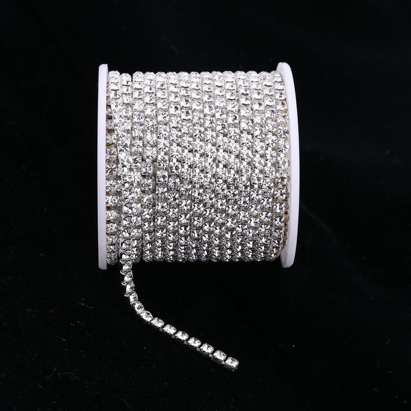HKM-508115 Rhinestone Chain for DIY Crafts - 2.8mm Silver Bottom Claw, 1m Length