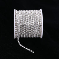 HKM-508115 Rhinestone Chain for DIY Crafts - 2.8mm Silver Bottom Claw, 1m Length