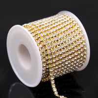 HKM-508115 Rhinestone Chain for DIY Crafts - 2.8mm Silver Bottom Claw, 1m Length