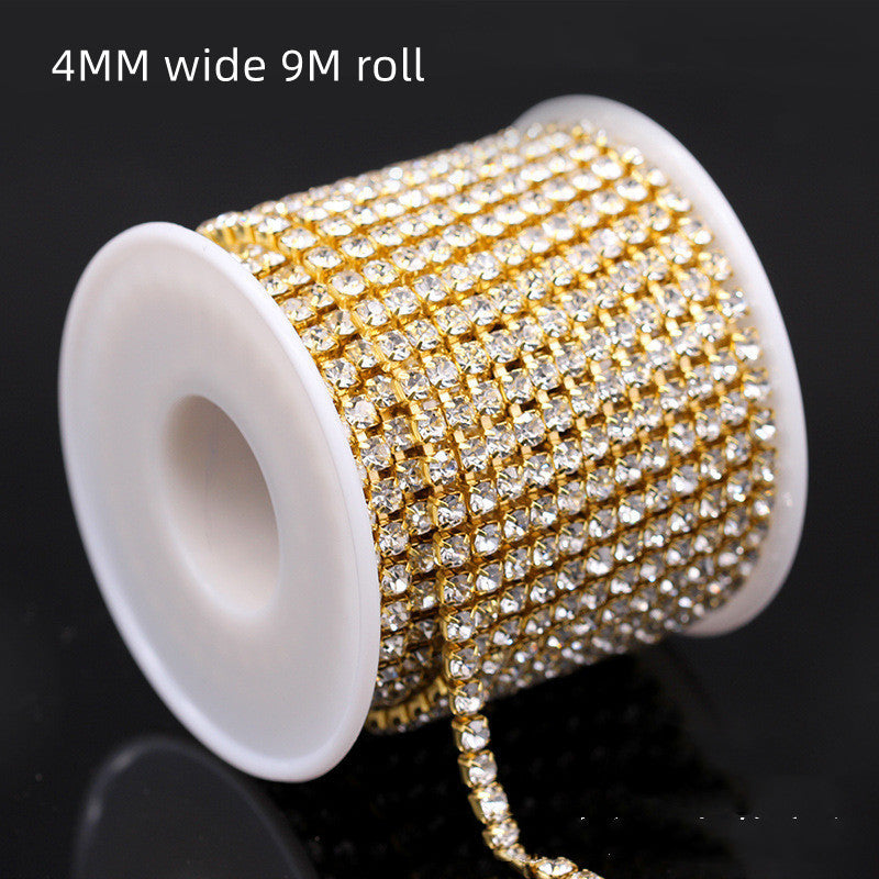 HKM-508115 Rhinestone Chain for DIY Crafts - 2.8mm Silver Bottom Claw, 1m Length
