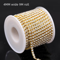 HKM-508115 Rhinestone Chain for DIY Crafts - 2.8mm Silver Bottom Claw, 1m Length