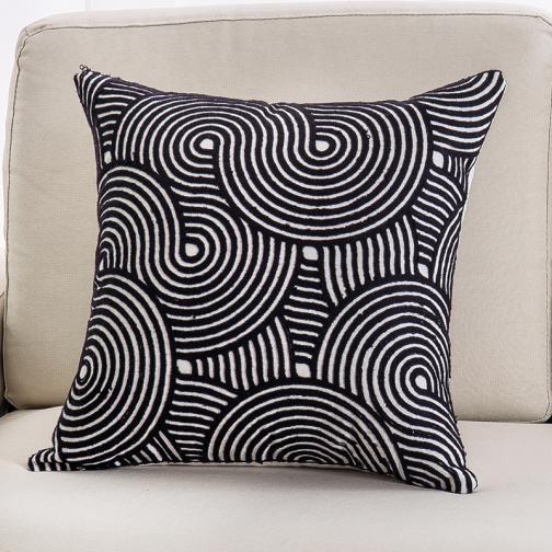 HKM-508243 Personalized Embroidery Couch Pillow - Wave Pattern, Phoenix Tail, Khaki, and More - 45x45cm