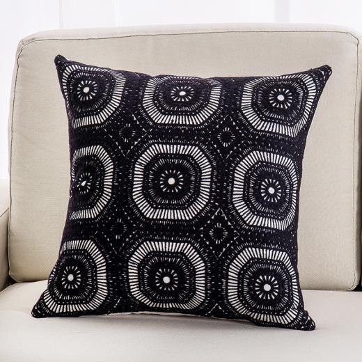 HKM-508243 Personalized Embroidery Couch Pillow - Wave Pattern, Phoenix Tail, Khaki, and More - 45x45cm