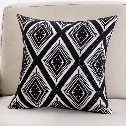 HKM-508243 Personalized Embroidery Couch Pillow - Wave Pattern, Phoenix Tail, Khaki, and More - 45x45cm