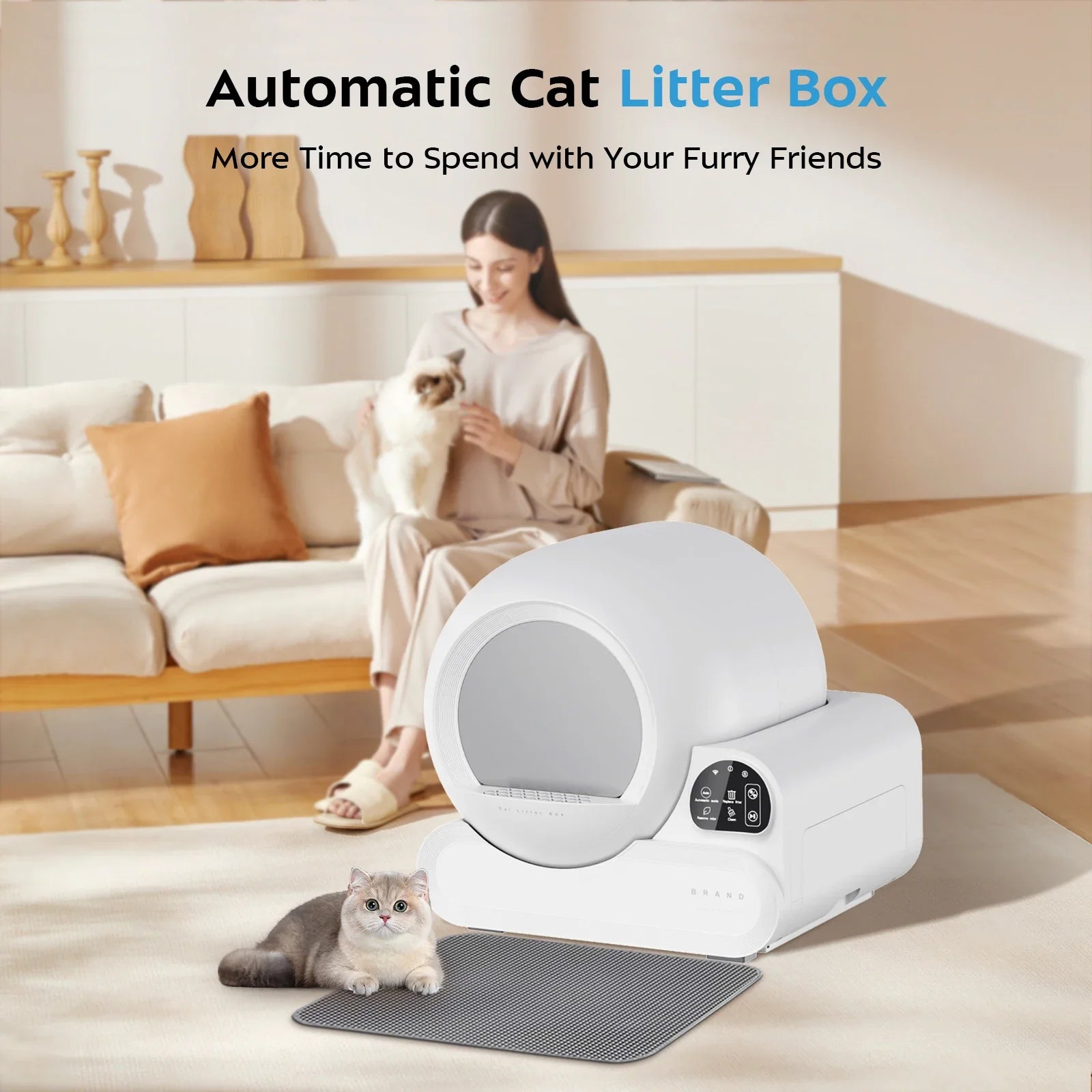 KTX-508563 Smart Automatic Odorless Self-Cleaning Cat Litter Box - 70L Dust-Free Design for Multiple Cats