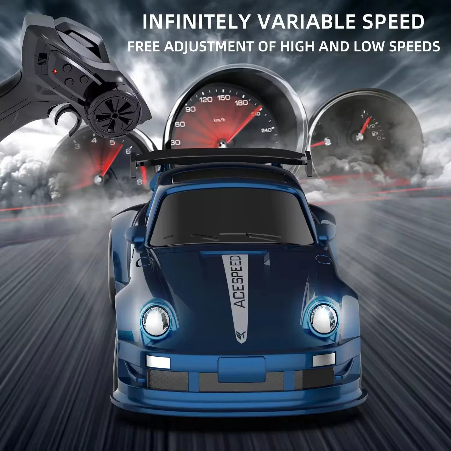 HKM-508691 1/64 Scale Mini RC Drift Car - 4WD High-Speed Remote Control Vehicle with Lights for Kids and Beginners