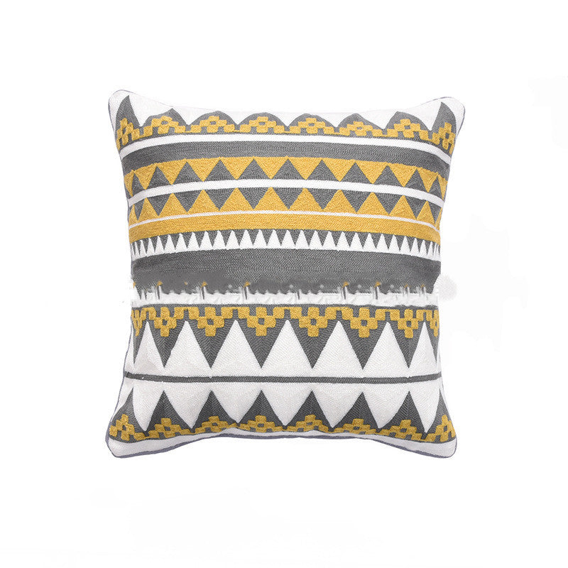 HKM-508819 Geometric Pattern Cotton Printed Pillowcase, 45x45cm, Filled with PP Cotton