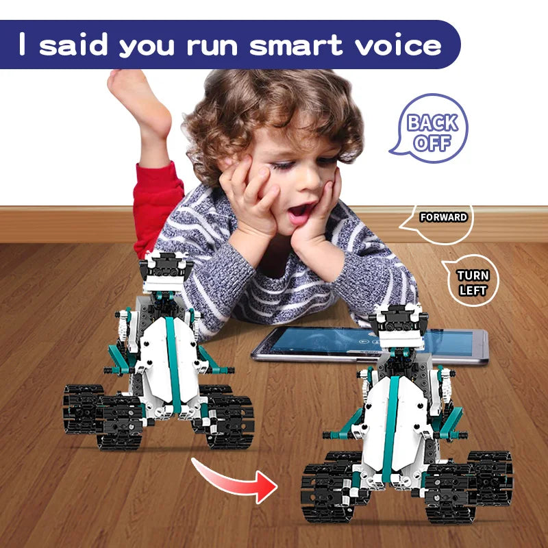 HKM-509011 5-in-1 Steam App Programming Building Block Set for Kids, Educational DIY Assembly Robot Toys, Age 8+