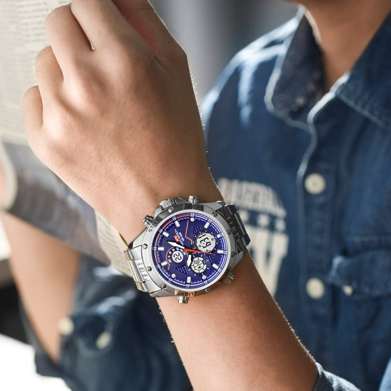 HKM-509011 Waterproof Smart Watch with LED Light, Stainless Steel Design, 15-21cm Adjustable Length, 172g Weight