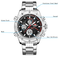 HKM-509011 Waterproof Smart Watch with LED Light, Stainless Steel Design, 15-21cm Adjustable Length, 172g Weight