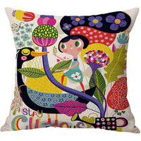 HKM-509395 Cartoon Cotton Linen Car Cushion Pillow Cover 45x45 cm