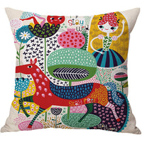 HKM-509395 Cartoon Cotton Linen Car Cushion Pillow Cover 45x45 cm
