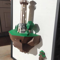 HKM-509523 46cm Paper Island Lighthouse Model for Wall Decoration - DIY Craft Kit