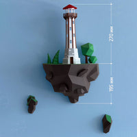 HKM-509523 46cm Paper Island Lighthouse Model for Wall Decoration - DIY Craft Kit