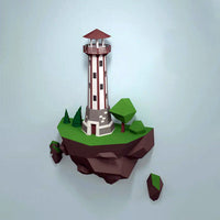 HKM-509523 46cm Paper Island Lighthouse Model for Wall Decoration - DIY Craft Kit
