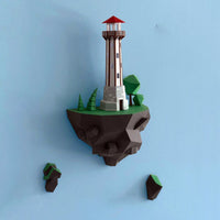 HKM-509523 46cm Paper Island Lighthouse Model for Wall Decoration - DIY Craft Kit