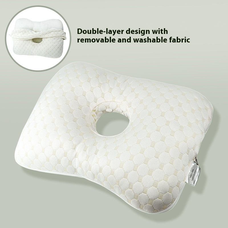 HKM-509715 New Chinese Style Single Hole Ear Pillow for Adults - 39x28x6 cm, Polyester Fiber Fill