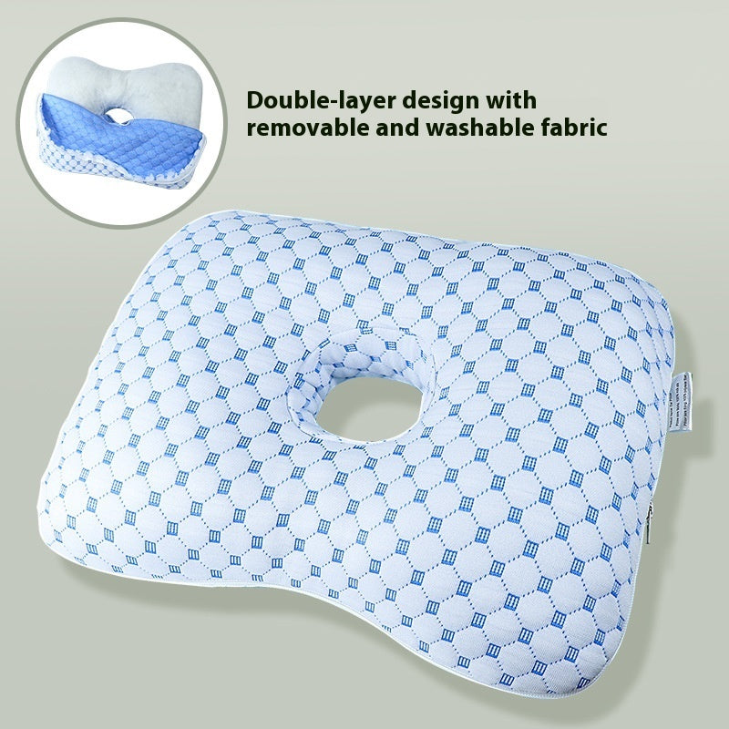 HKM-509715 New Chinese Style Single Hole Ear Pillow for Adults - 39x28x6 cm, Polyester Fiber Fill
