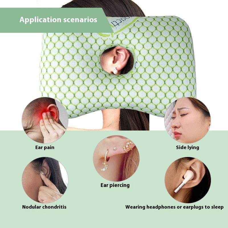HKM-509715 New Chinese Style Single Hole Ear Pillow for Adults - 39x28x6 cm, Polyester Fiber Fill