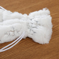 HKM-509715 Plush Snowflake Sequin Wine Bottle Cover, Fleece Cloth Christmas Decoration