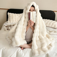 HKM-509907 Thickened Warm Fur Blanket in Multiple Sizes - Soft Suli Long Hair & Milk Velvet Options