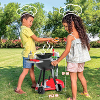 HKM-510227 Kids BBQ Grill Play Set with Realistic Sounds and Lights - 34 Piece Cooking Toy for Ages 2-13