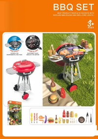 HKM-510227 Kids BBQ Grill Play Set with Realistic Sounds and Lights - 34 Piece Cooking Toy for Ages 2-13