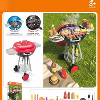HKM-510227 Kids BBQ Grill Play Set with Realistic Sounds and Lights - 34 Piece Cooking Toy for Ages 2-13