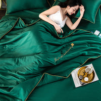 HKM-510419 Summer Ice Silk Quilt Set – 4-Piece Cool Comfort Bedding Collection in Multiple Sizes