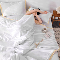 HKM-510419 Summer Ice Silk Quilt Set – 4-Piece Cool Comfort Bedding Collection in Multiple Sizes
