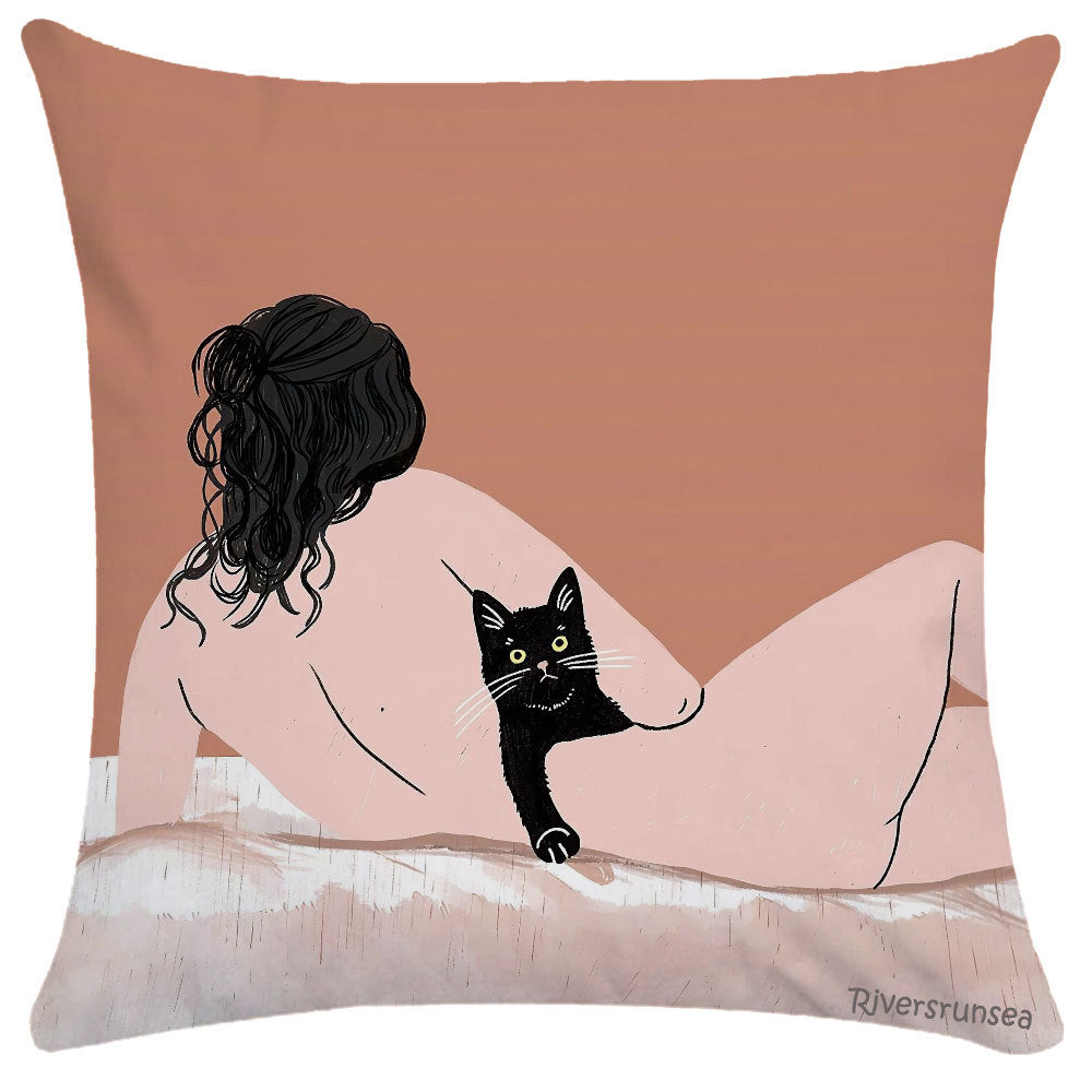 HKM-510483 Scandinavian Style Square Tatami Lumbar Pillow with Plush Cover and PP Cotton Filling