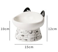 HKM-510611 Cervical Spine Cat Bowl with High Feet and Anti-Overturn Protection - Various Colors with Cat-Ear Spoons