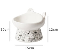 HKM-510611 Cervical Spine Cat Bowl with High Feet and Anti-Overturn Protection - Various Colors with Cat-Ear Spoons