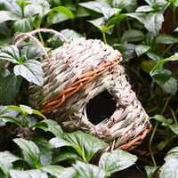 HKM-510675 Hand-Woven Straw Bird Nest with Natural Mountain Grass Construction (15x18x24 CM)