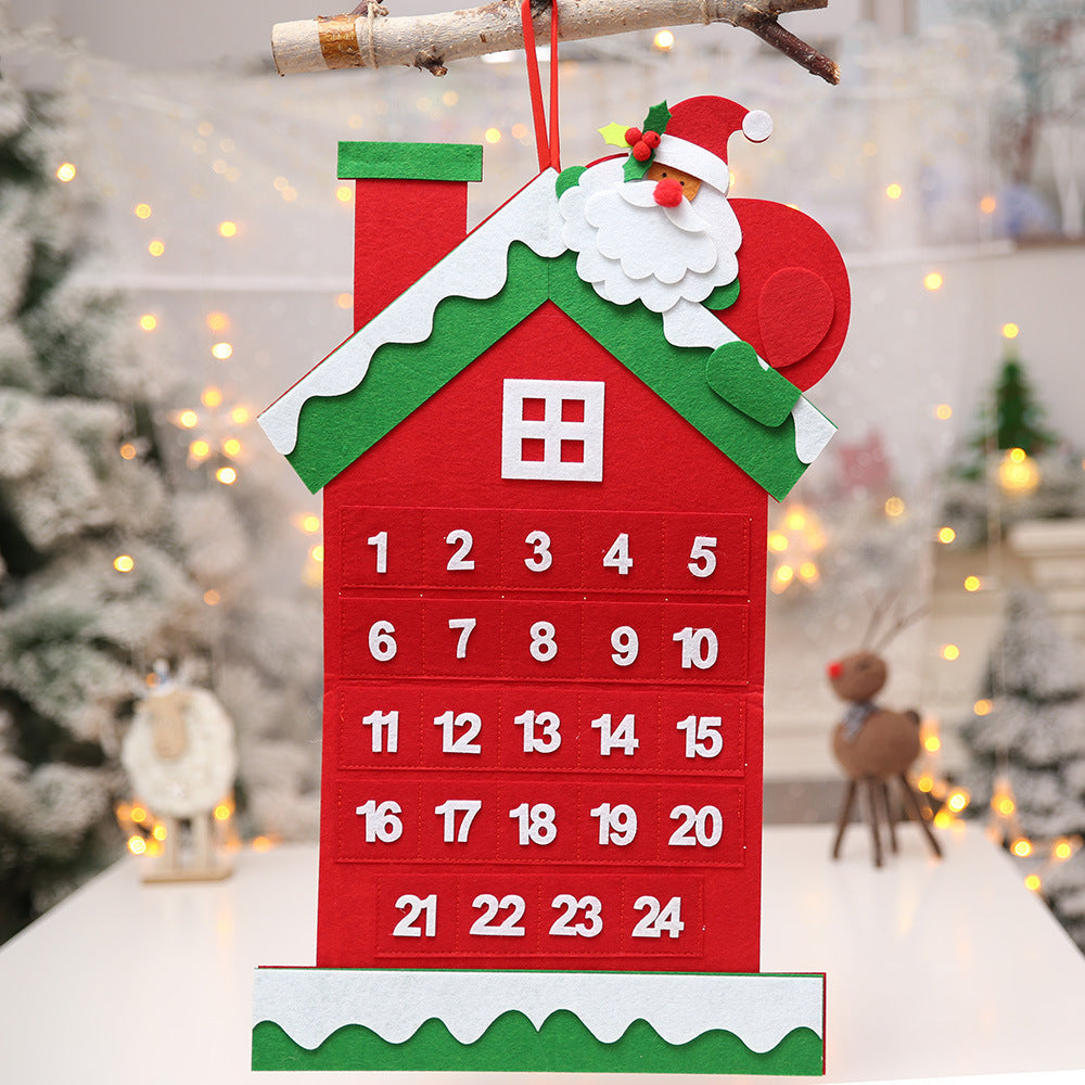 HKM-510867 Christmas Countdown Calendar Pendant - Festive Tree & House Design, Perfect for Holiday Decor
