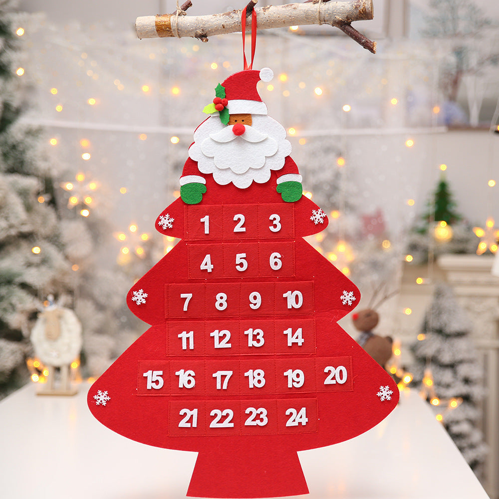 HKM-510867 Christmas Countdown Calendar Pendant - Festive Tree & House Design, Perfect for Holiday Decor