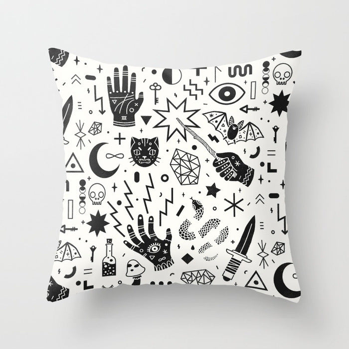 HKM-510867 Halloween Cartoon Pillowcase Cover - Peach Skin Material, 45x45 cm, PP Cotton Filling