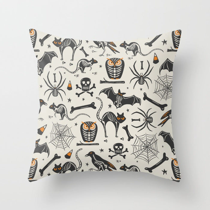 HKM-510867 Halloween Cartoon Pillowcase Cover - Peach Skin Material, 45x45 cm, PP Cotton Filling