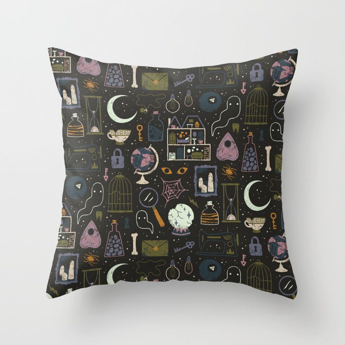 HKM-510867 Halloween Cartoon Pillowcase Cover - Peach Skin Material, 45x45 cm, PP Cotton Filling