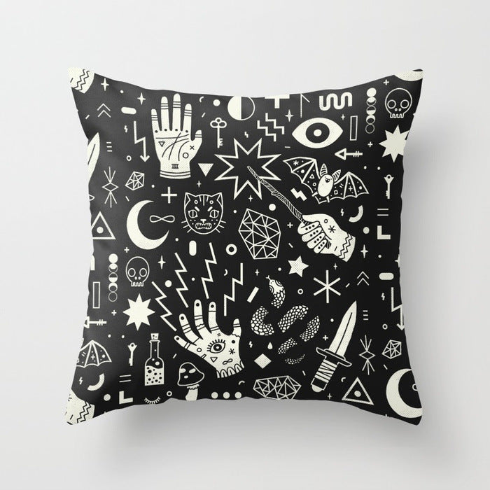 HKM-510867 Halloween Cartoon Pillowcase Cover - Peach Skin Material, 45x45 cm, PP Cotton Filling