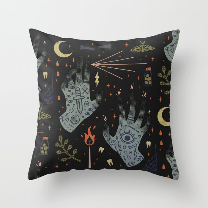 HKM-510867 Halloween Cartoon Pillowcase Cover - Peach Skin Material, 45x45 cm, PP Cotton Filling
