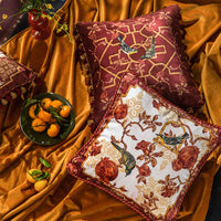 HKM-511123 European-American Floral and Bird Print Christmas Pillowcase for Home Decor, 43x43cm
